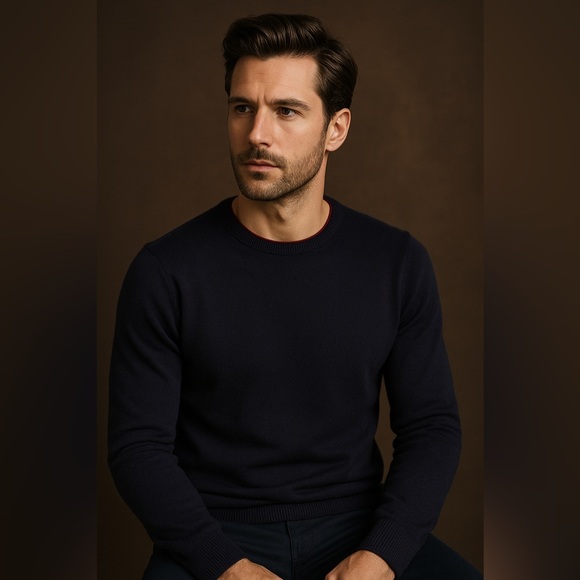 Buffalo David Bitton Navy Blue Long Sleeve Knit Pullover - Size Small - Picture 1 of 10